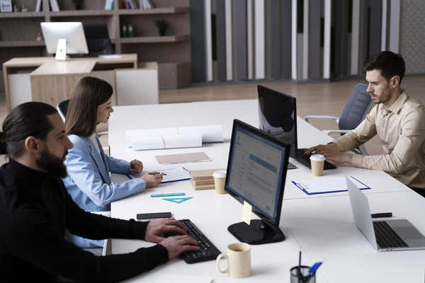 Immigrant work professionals working at their office in Canada