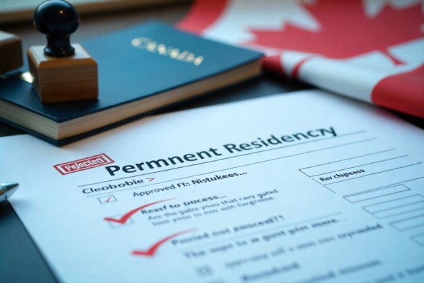 Canadian PR application rejected with a red stamp