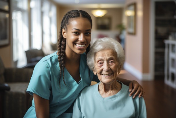 Home Care Worker Immigration Pilots helping an old woman